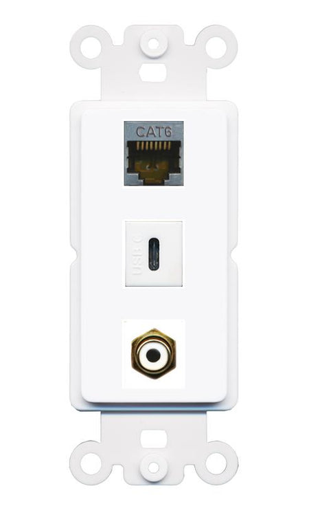 CAT6-SHIELDED RCA-WHITE USBC Wall Plate [White]