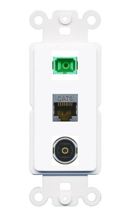 CAT6-SHIELDED SC-APC-SX TOSLINK Wall Plate [White]