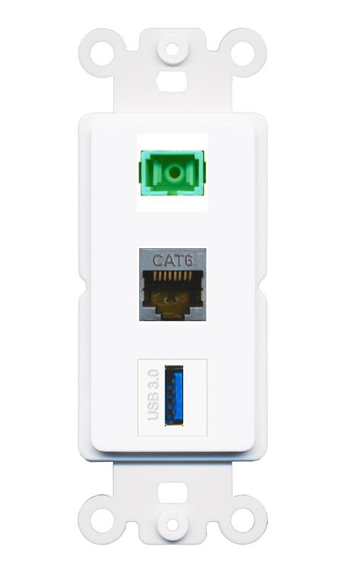 CAT6-SHIELDED SC-APC-SX USB-3 Wall Plate [White]
