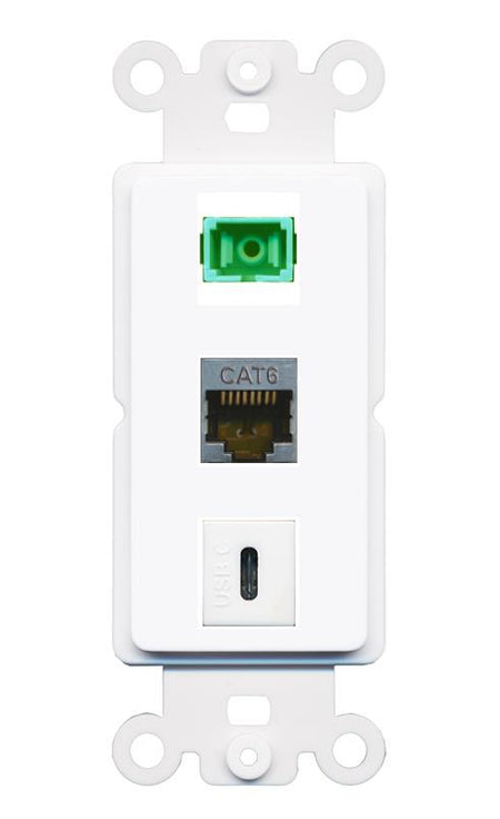 CAT6-SHIELDED SC-APC-SX USBC Wall Plate [White]