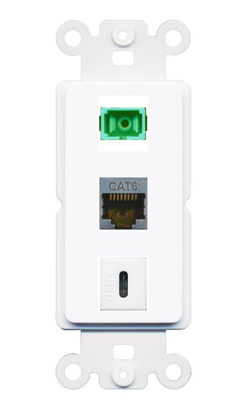 CAT6-SHIELDED SC-APC-SX USBC Wall Plate [White]