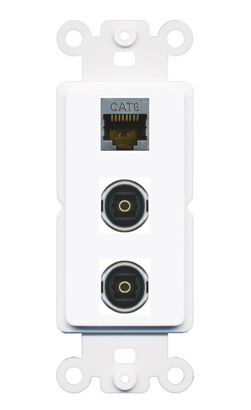 CAT6-SHIELDED 2 TOSLINK Wall Plate [White]