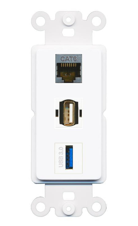 CAT6-SHIELDED USB-3 USB2 Wall Plate [White]