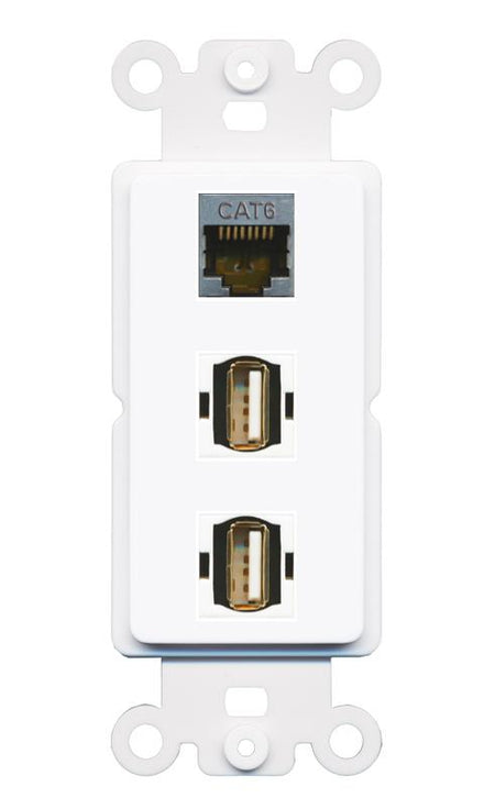 CAT6-SHIELDED 2 USB2 Wall Plate [White]