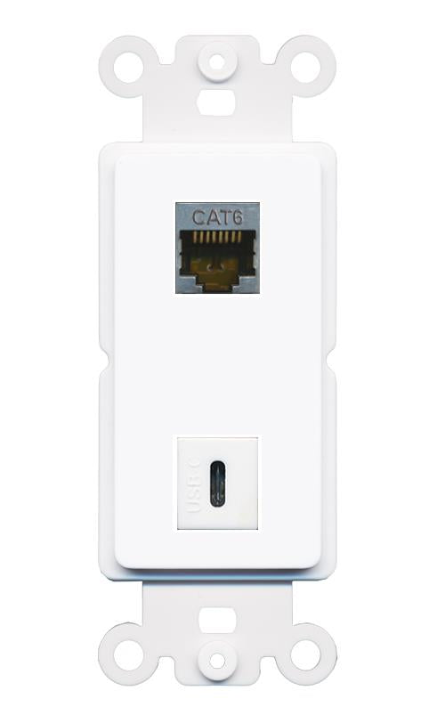 CAT6-SHIELDED USBC Rocker Insert Module Wall Plate [White]