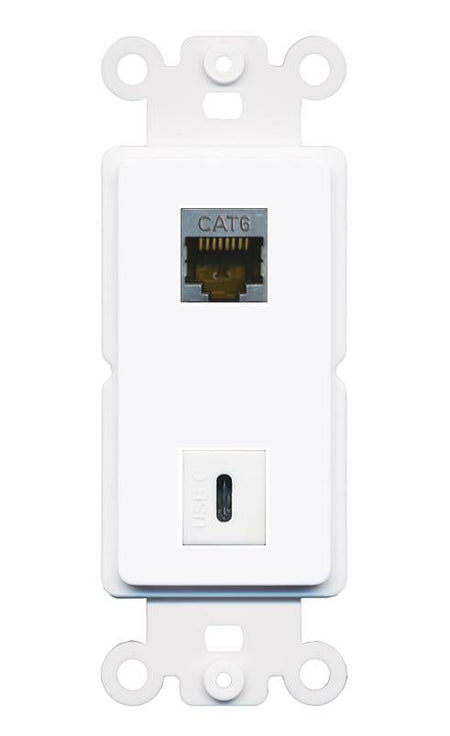 CAT6-SHIELDED USBC Rocker Insert Module Wall Plate [White]