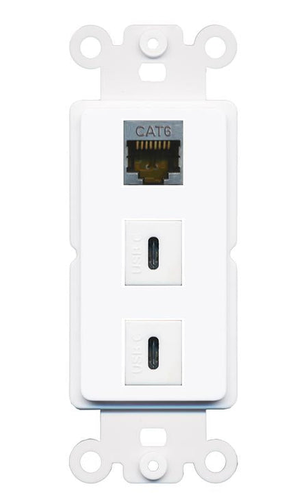CAT6-SHIELDED 2 USBC Wall Plate [White]