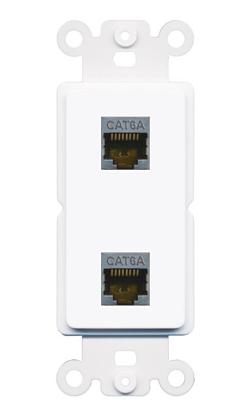 2 CAT6A Rocker Insert Module Wall Plate [White]