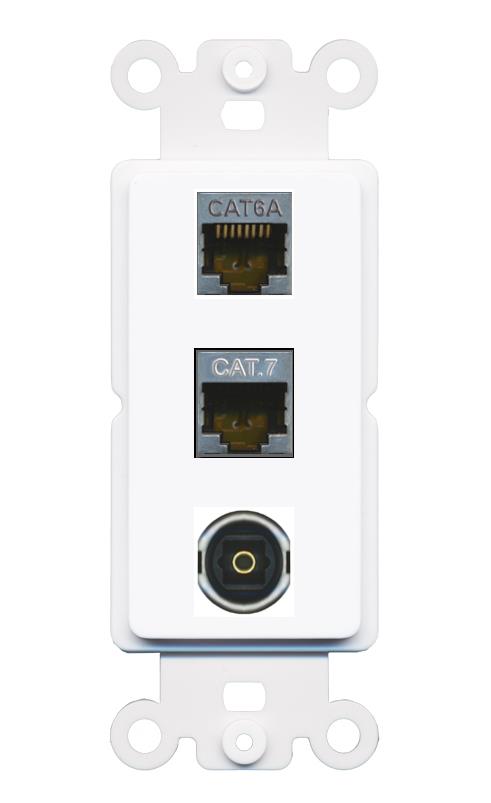 CAT6A CAT7 TOSLINK Wall Plate [White]