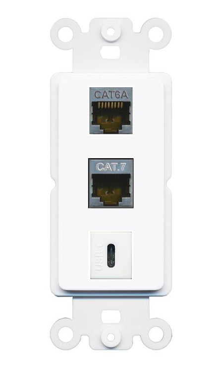 CAT6A CAT7 USBC Wall Plate [White]