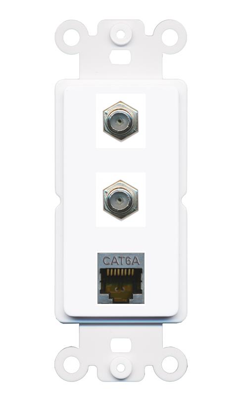 CAT6A 2 COAX Wall Plate [White]