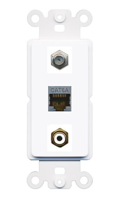 CAT6A COAX RCA-WHITE Wall Plate [White]