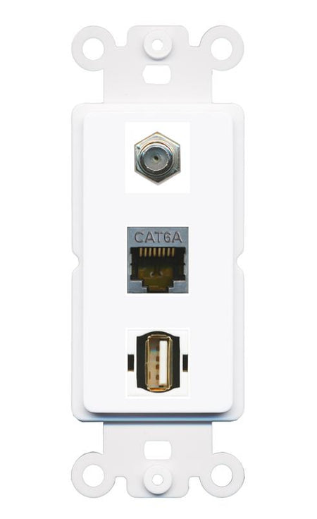 CAT6A COAX USB2 Wall Plate [White]