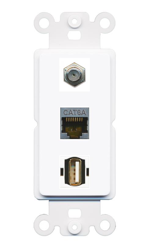 CAT6A COAX USB2 Wall Plate [White]