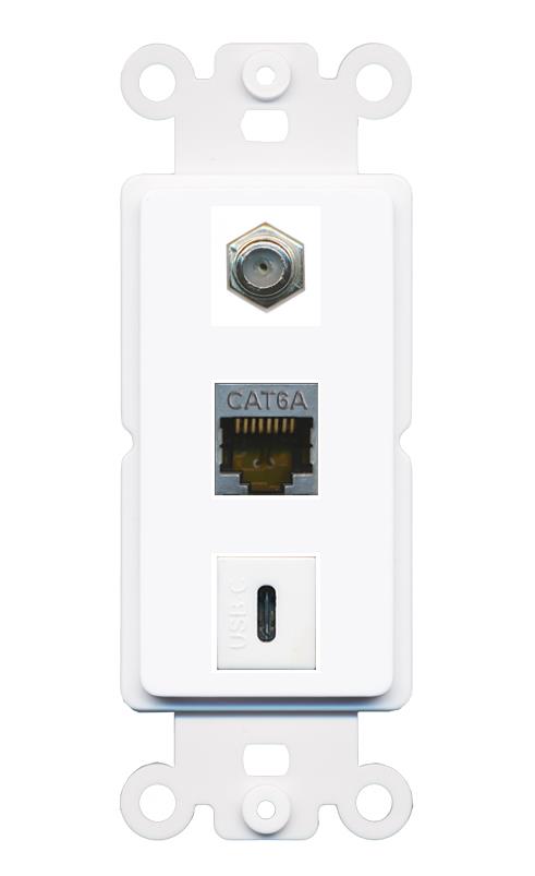 CAT6A COAX USBC Wall Plate [White]