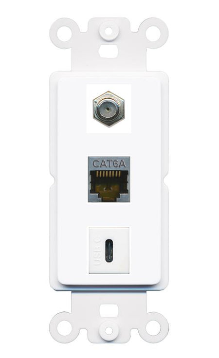 CAT6A COAX USBC Wall Plate [White]