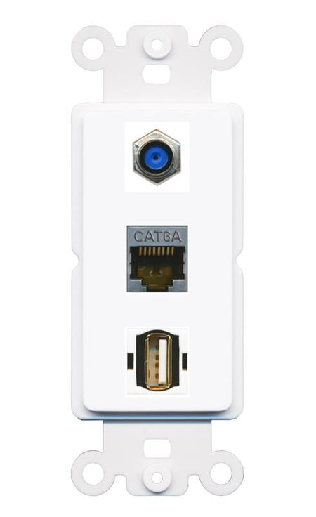 CAT6A F81 USB2 Wall Plate [White]