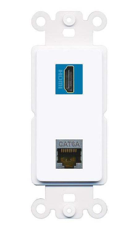 CAT6A HDMI-BLUE Rocker Insert Module Wall Plate [White]