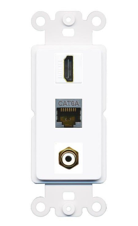 CAT6A HDMI RCA-WHITE Wall Plate [White]