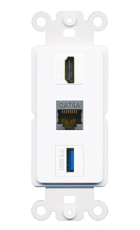 CAT6A HDMI USB-3 Wall Plate [White]