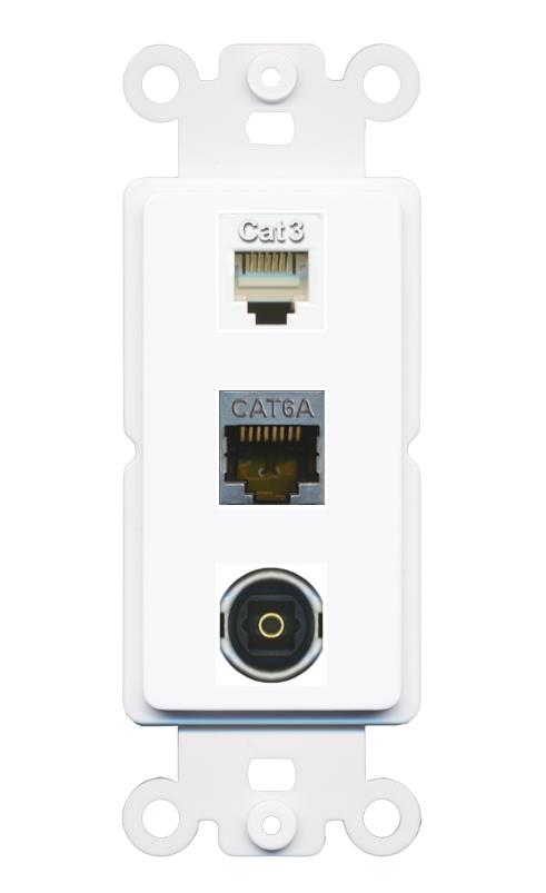 CAT6A PHONE TOSLINK Wall Plate [White]