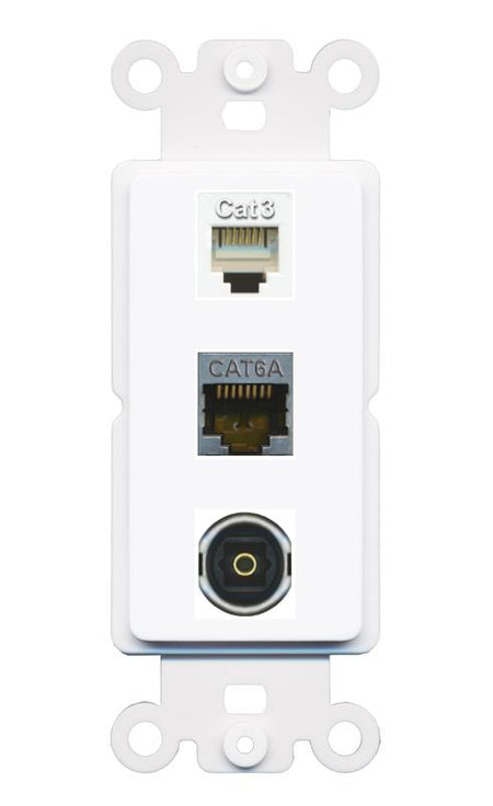 CAT6A PHONE TOSLINK Wall Plate [White]