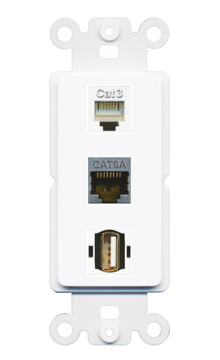 CAT6A PHONE USB2 Wall Plate [White]