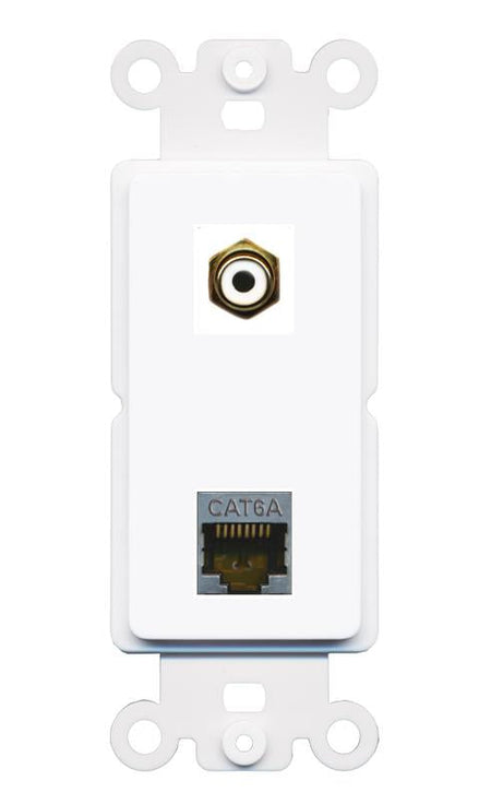 CAT6A RCA-WHITE Rocker Insert Module Wall Plate [White]