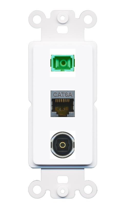CAT6A SC-APC-SX TOSLINK Wall Plate [White]
