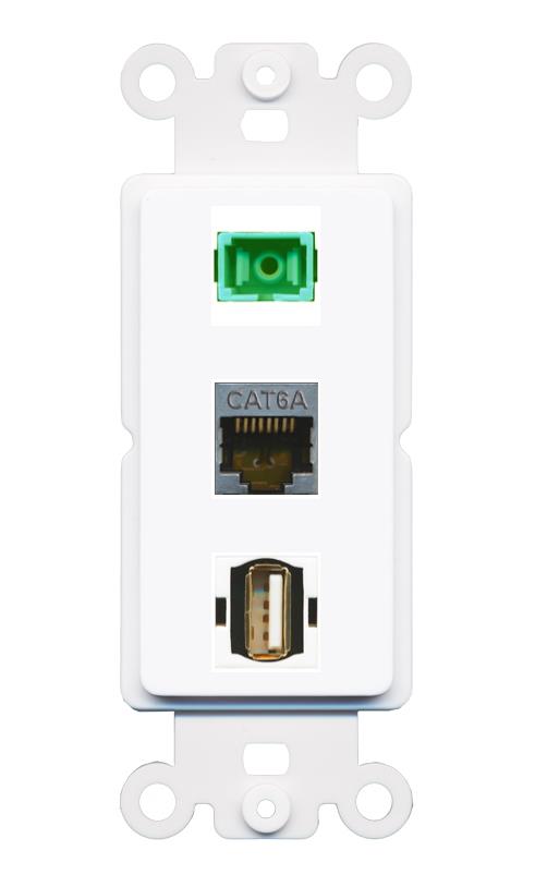 CAT6A SC-APC-SX USB2 Wall Plate [White]