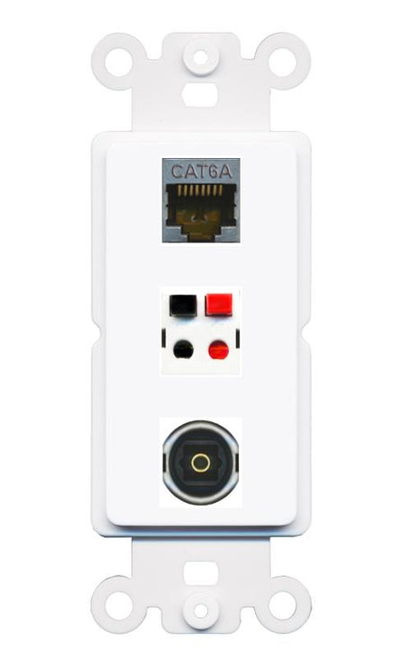 CAT6A SPEAKER TOSLINK Wall Plate [White]