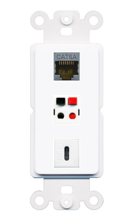 CAT6A SPEAKER USBC Wall Plate [White]