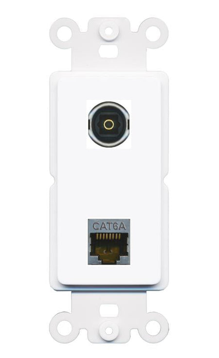 CAT6A TOSLINK Rocker Insert Module Wall Plate [White]