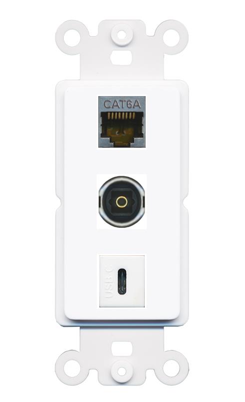 CAT6A TOSLINK USBC Wall Plate [White]
