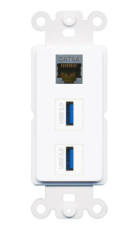 CAT6A 2 USB-3 Wall Plate [White]
