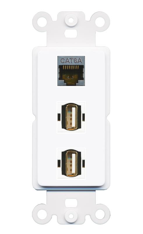 CAT6A 2 USB2 Wall Plate [White]