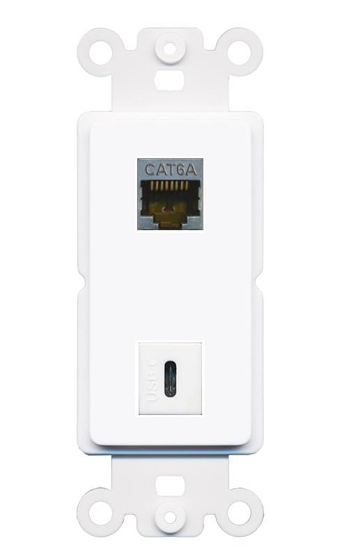 CAT6A USBC Rocker Insert Module Wall Plate [White]