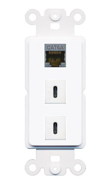 CAT6A 2 USBC Wall Plate [White]