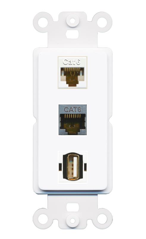 CAT6 CAT6-SHIELDED USB2 Wall Plate [White]
