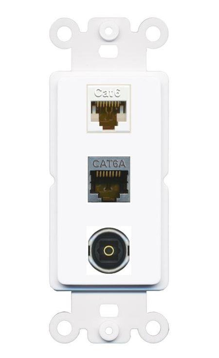 CAT6 CAT6A TOSLINK Wall Plate [White]
