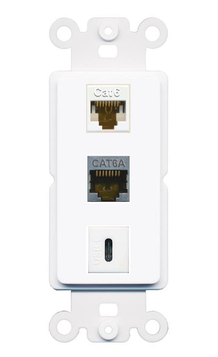 CAT6 CAT6A USBC Wall Plate [White]