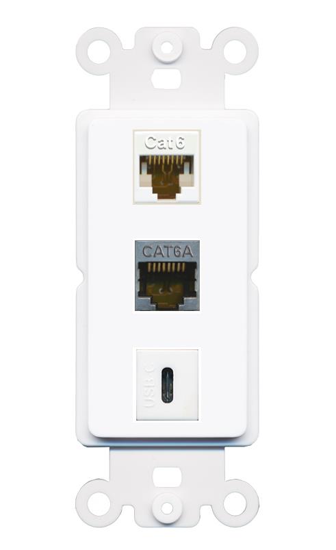 CAT6 CAT6A USBC Wall Plate [White]