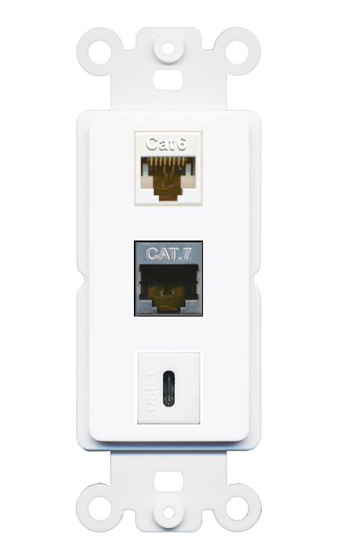 CAT6 CAT7 USBC Wall Plate [White]