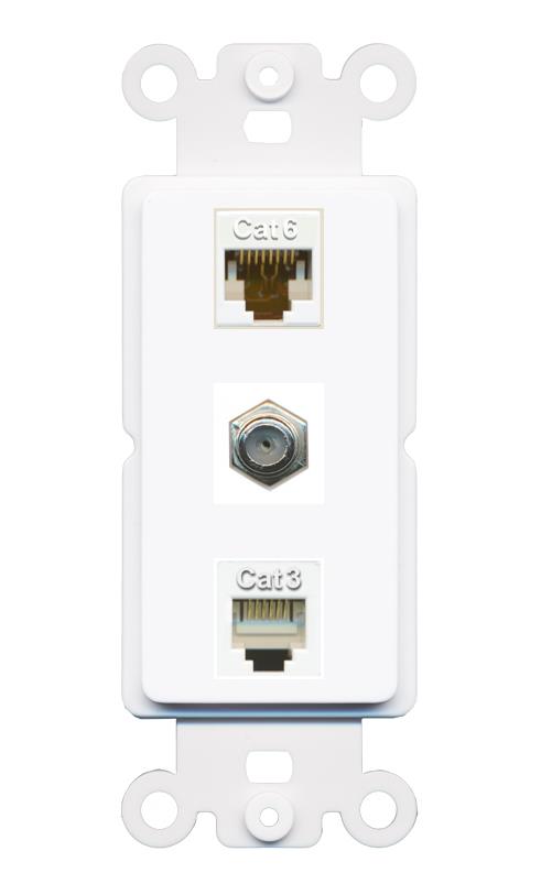CAT6 COAX PHONE Wall Plate [White]