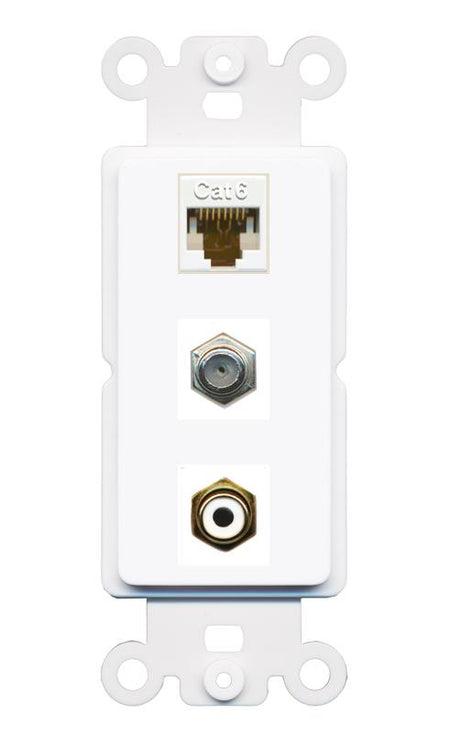 CAT6 COAX RCA-WHITE Wall Plate [White]