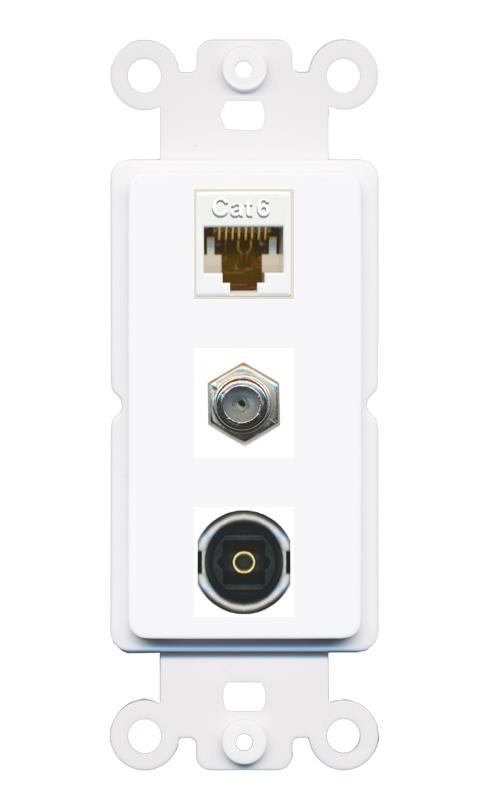 CAT6 COAX TOSLINK Wall Plate [White]