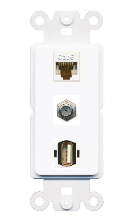 CAT6 COAX USB2 Wall Plate [White]