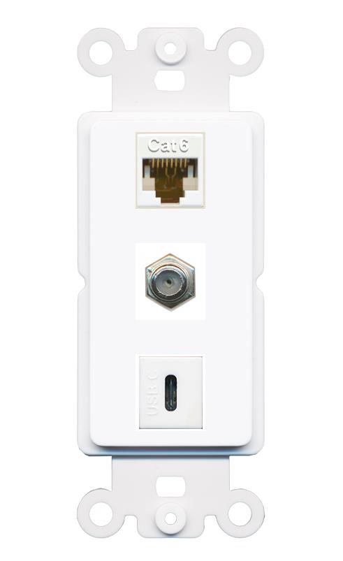 CAT6 COAX USBC Wall Plate [White]