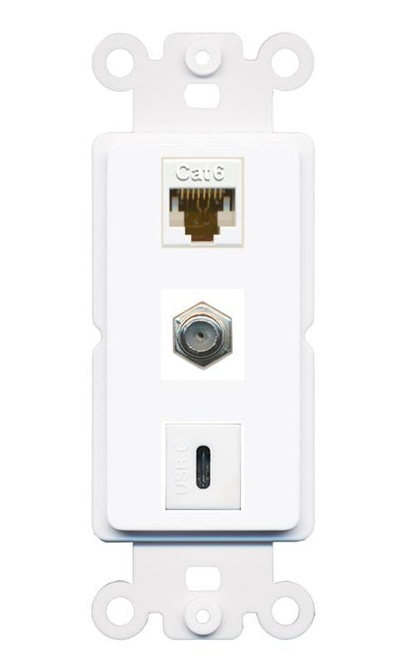 CAT6 COAX USBC Wall Plate [White]