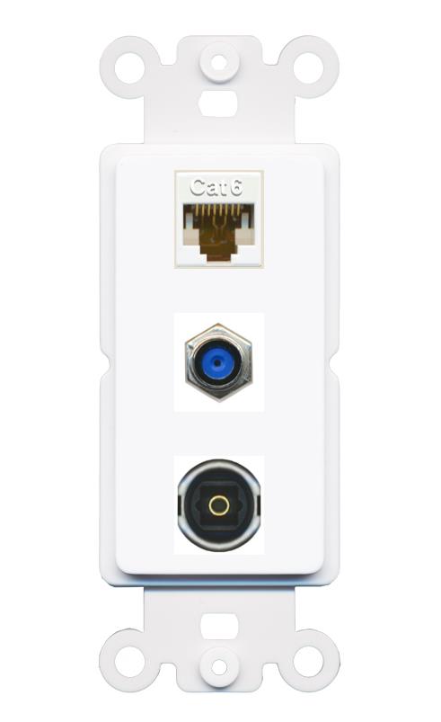 CAT6 F81 TOSLINK Wall Plate [White]